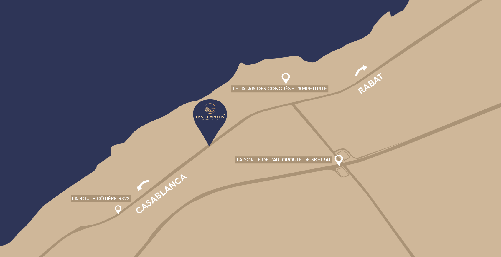 Emplacement LES CLAPOTIS SKHIRAT PLAGE